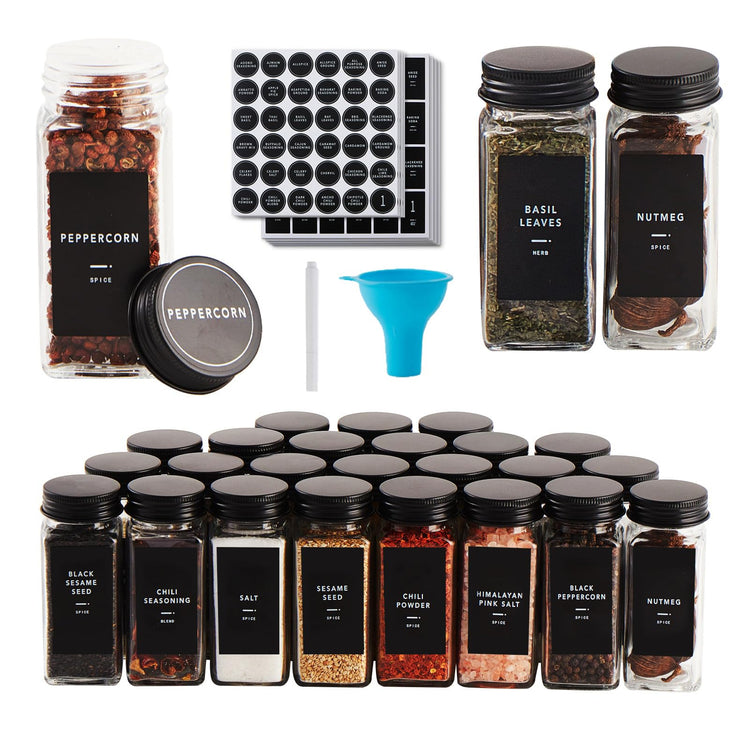 48 Glass Spice jars with label (48 Count)