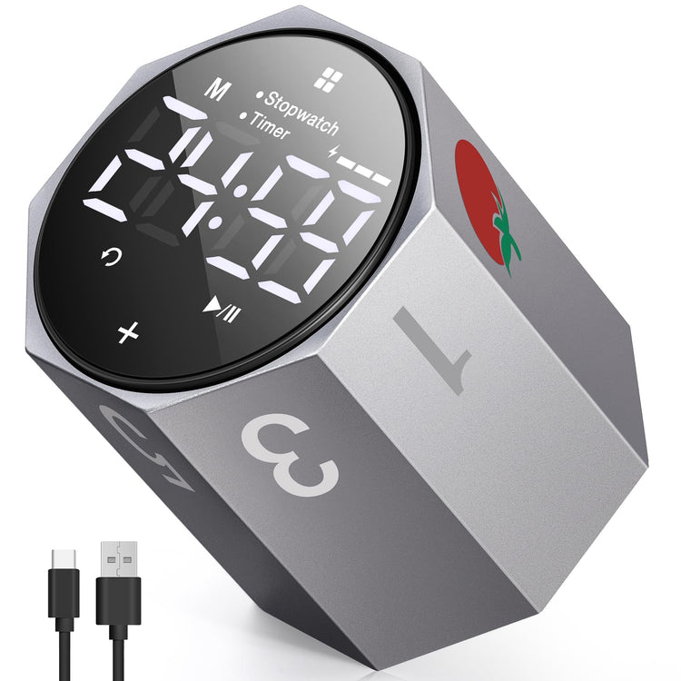 ADHD Pomodoro Timer Metal Gravity Rotation 1.8” LED Large Screen
