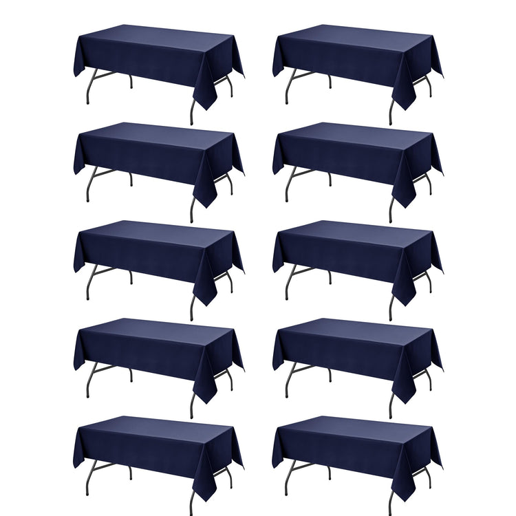 10 Pack Navy Blue Tablecloths for Rectangle Tables (10 Count)