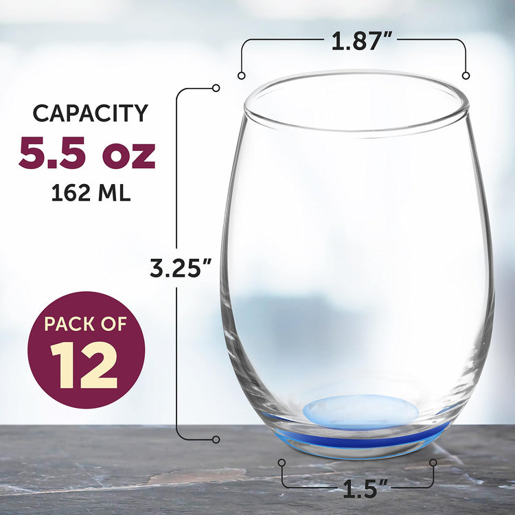 Stemless Wine Glasses by ARC 5.5 oz. Set of 12 (12 Count)