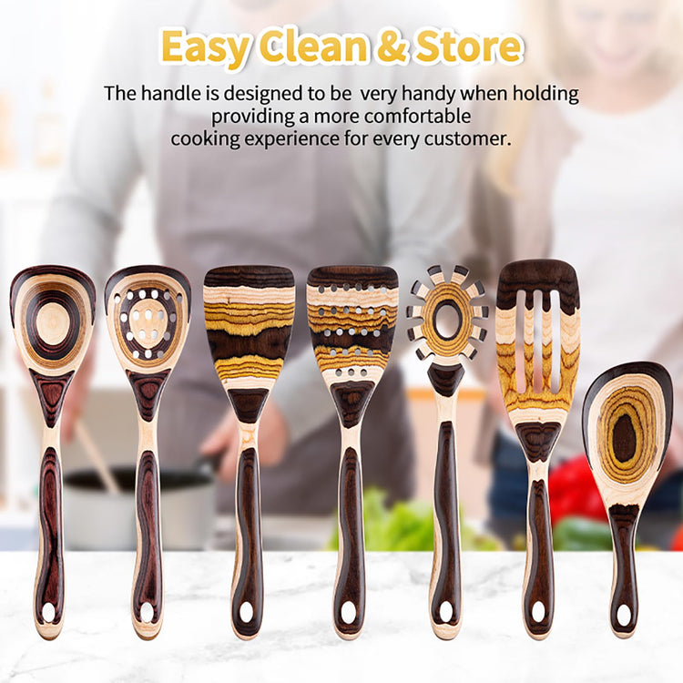7 Piece Brown Pakkawood Utensils Set (7 Count)