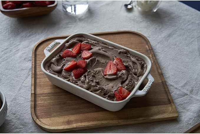 STAUB Ceramic Rectangular Baking Dish Set, 2 pc, Rustic Ivory