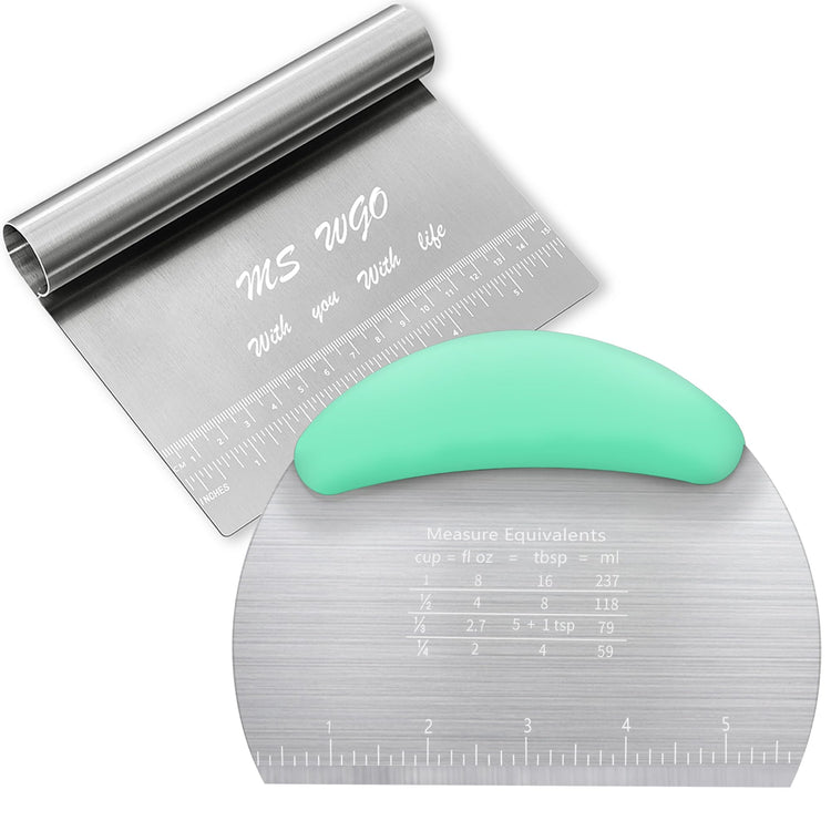 Dough Scraper Cutter Pastry Pizza Cutter Stainless Steel Tool with Scale Ruler