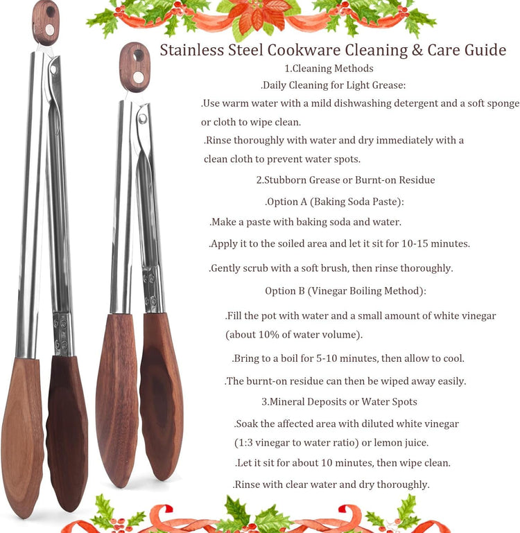2 pcsTongs for Cooking with Wooden Tips