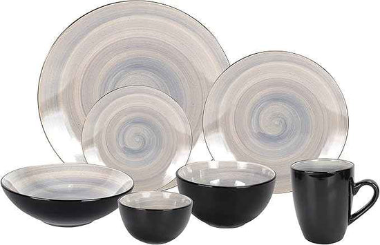 Stoneware Sonoma 56pc Dinnerware Set, Black + Speckled Spin Wash Grey