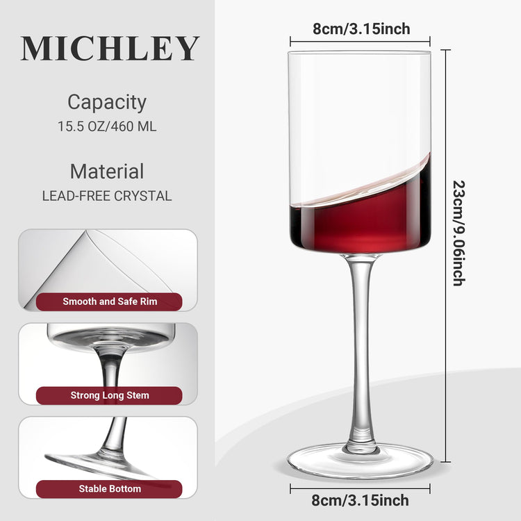 Square Crystal Wine Glasses Set of 4 (4 Count)