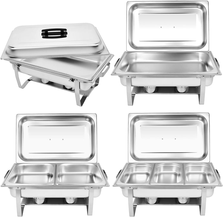 Chafing Dishes for Buffet [Set of 2/4] Stainless Steel Food Warmers for Parties 9QT Chafers and Buffet Warmers Sets Commercial Catering Chafers for Event Party