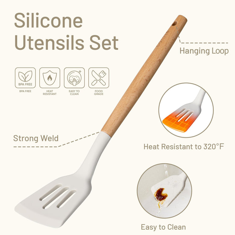 22 Piece Cooking Utensils Set with Wood Cool (22 Count)