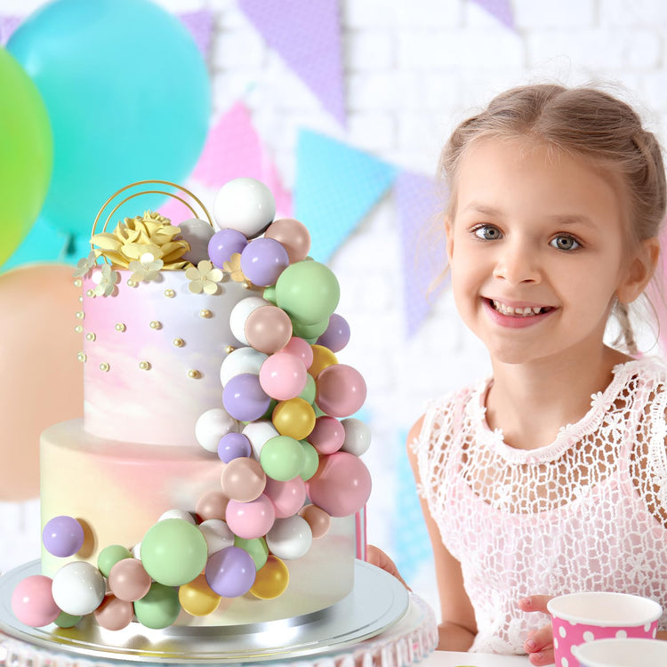 48 Pcs Balls Cake Topper Decorations Balloon Cupcake Toppers Foam Cake Topper Balls Cake Balls Decorations for Birthday Party Wedding Cake Decorating (48 Count)