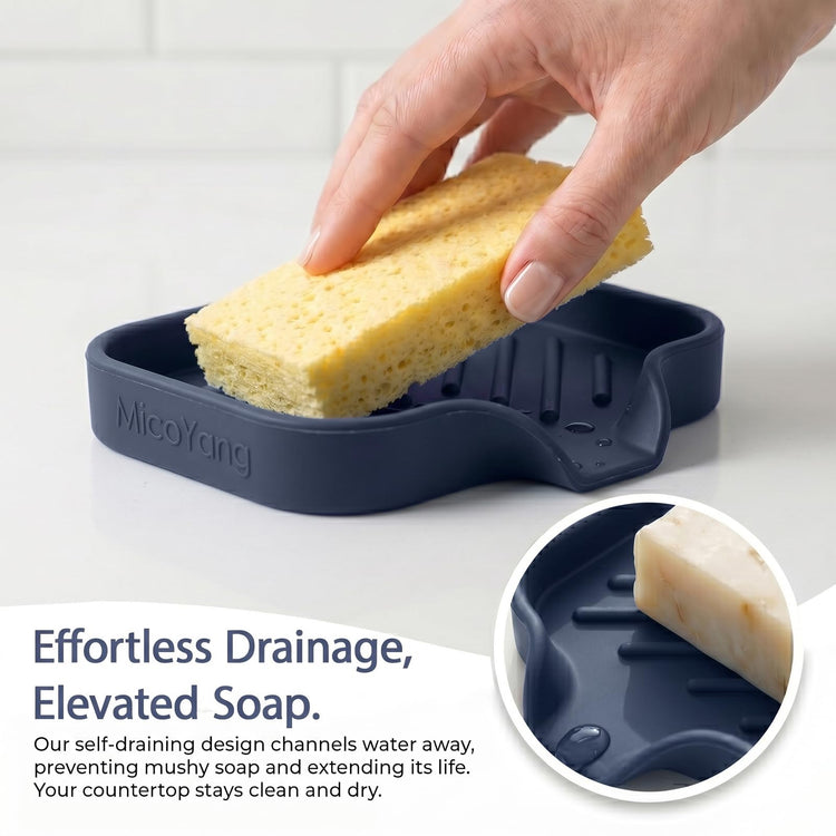 Silicone Soap Dish with Drain Spout