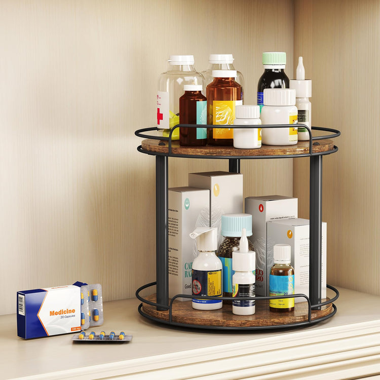10'' Wood Lazy Susan Turntable Organizer for Cabinet
