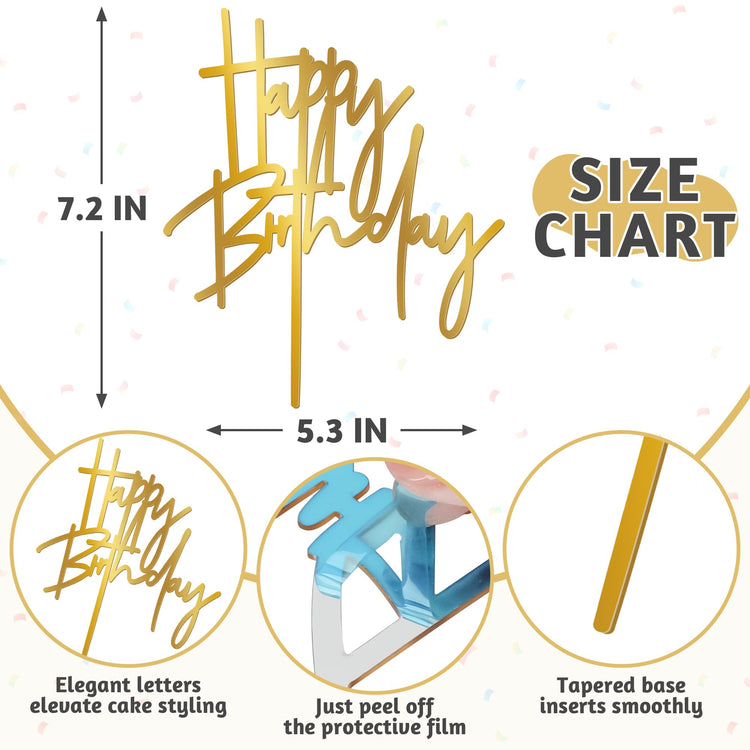 1PCS Gold Birthday Cake Topper
