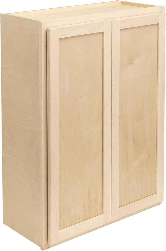 Quicklock RTA (Ready-to-Assemble) 42" Tall Wall Kitchen Cabinets - Shaker Style | 100% Hardwood | Made in America | Soft Close Hardware (12" D x 27" W x 42" H, Raw Maple)