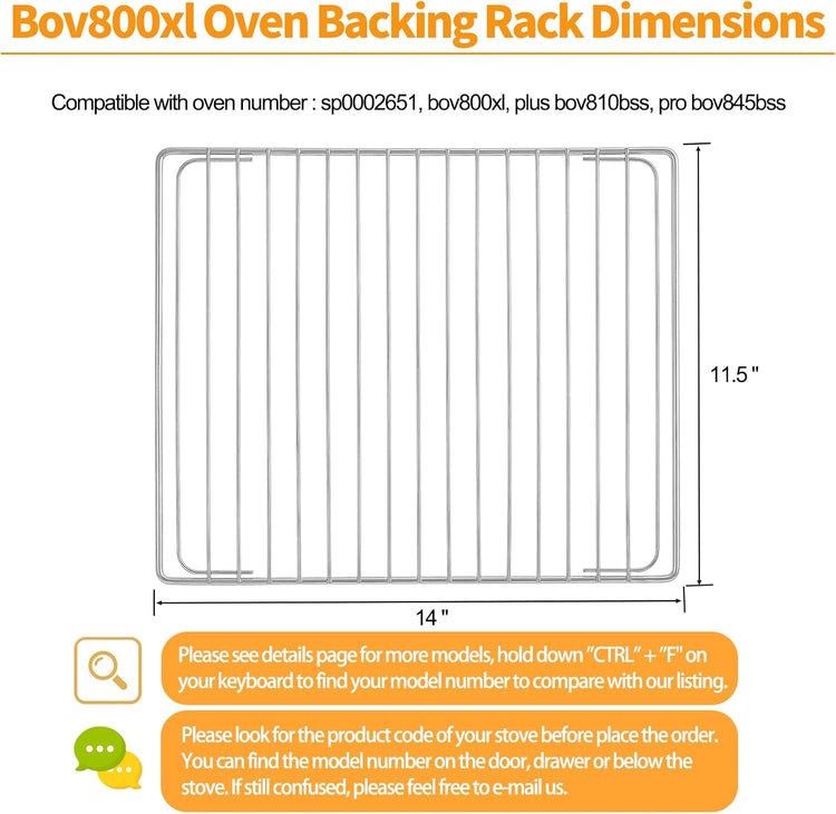 Atgestore SP0002651 Oven Rack Replacement for Breville BOV800XL Plus BOV810BSS Pro BOV845BSS Smart Oven Parts Breville Toaster Oven Baking Rack Stainless Steel Oven Wire Rack Cooling Racks 2 Pcs