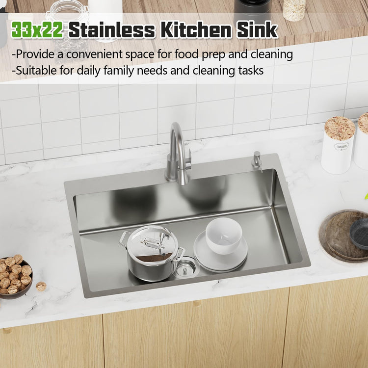 33x22In Drop In Kitchen Sink