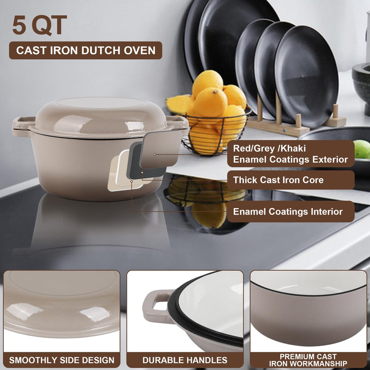 5 Quart Enameled Cast Iron Dutch Oven