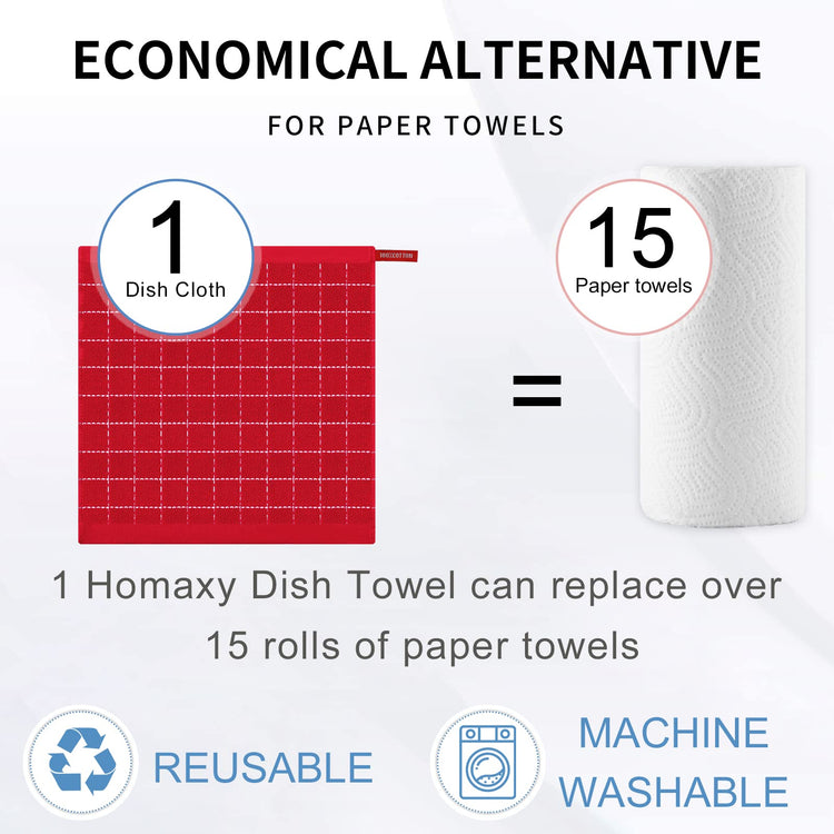 100% Cotton Terry Kitchen Dish Cloths (6 Count)
