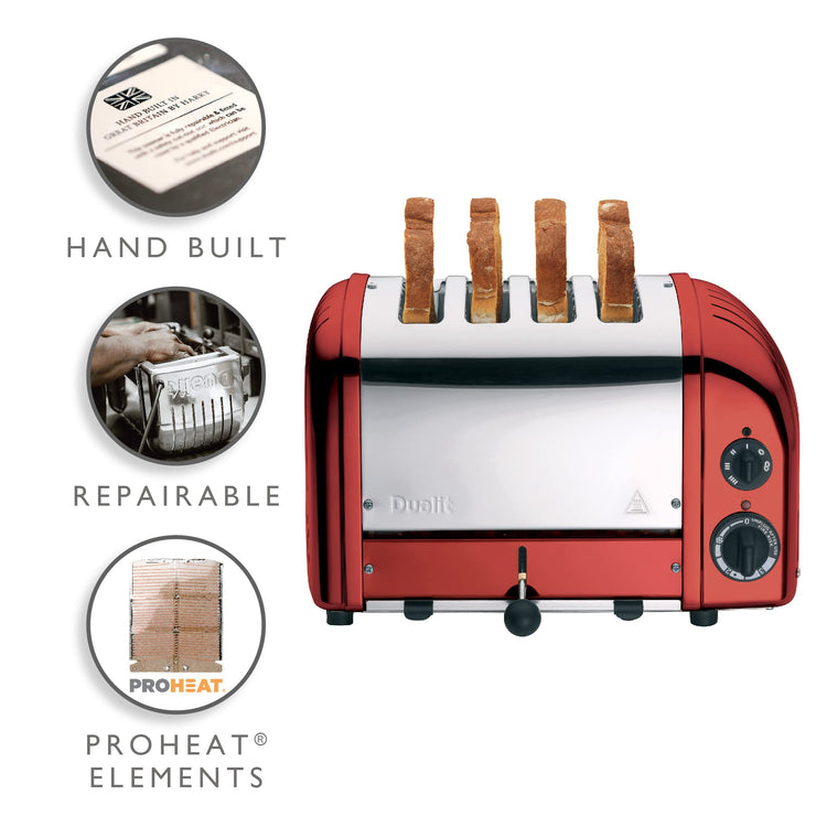 Classic 4 Slice NewGen Apple Candy Red Toaster