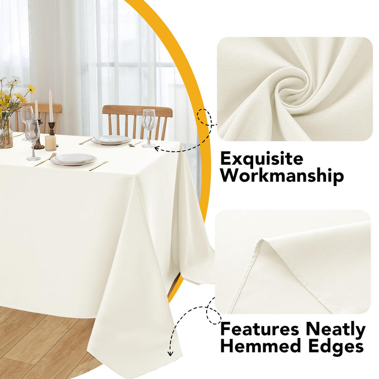 6 Pack Ivory Tablecloths for Rectangle Tables (6 Count)