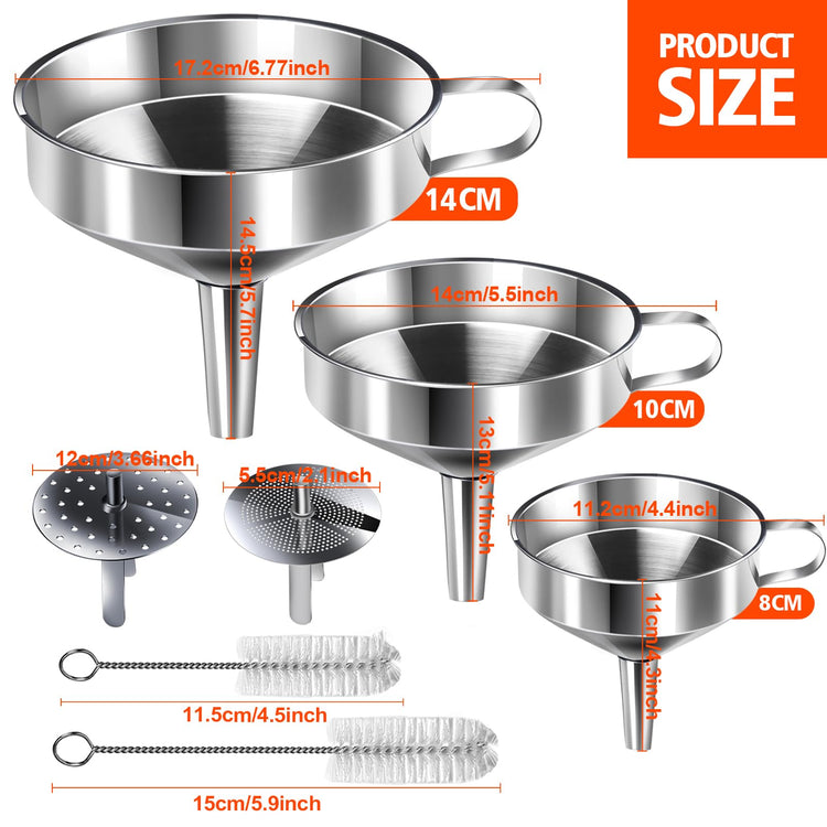 Stainless Steel Funnel (8 Count)