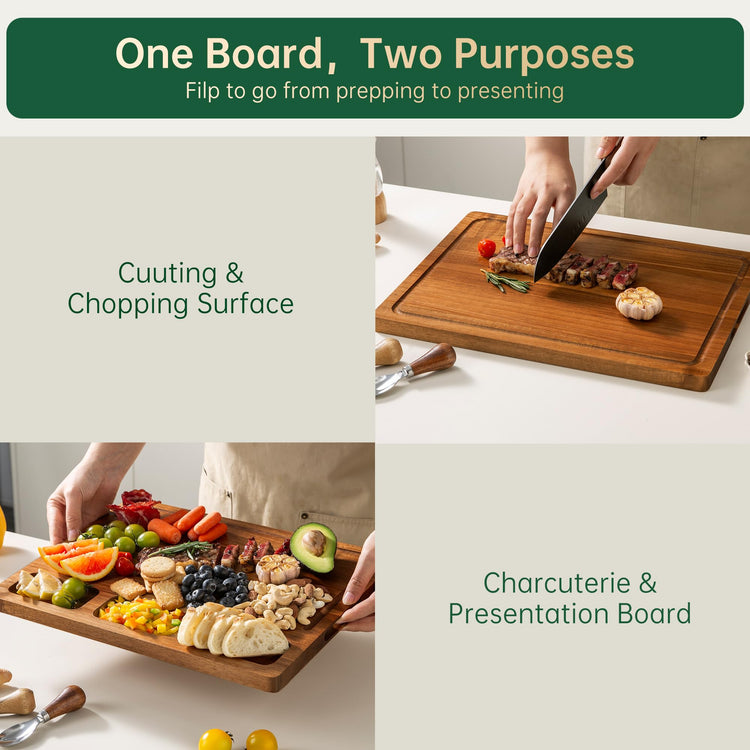 Acacia Wood Cutting Boards for Kitchen (3 Count)
