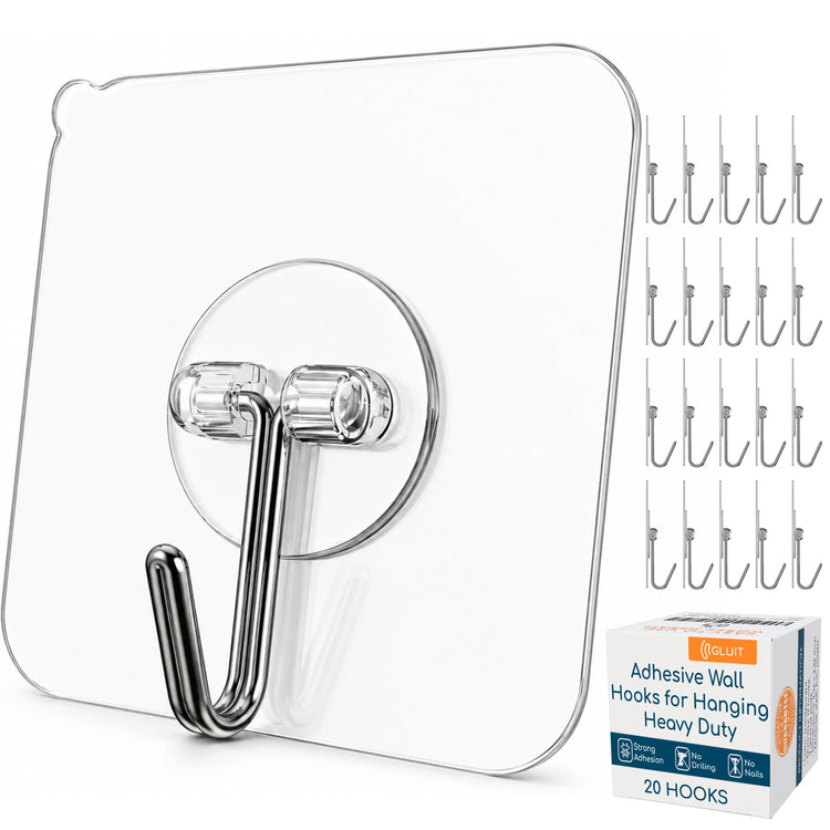 Adhesive Wall Hooks for Hanging (20 Count)