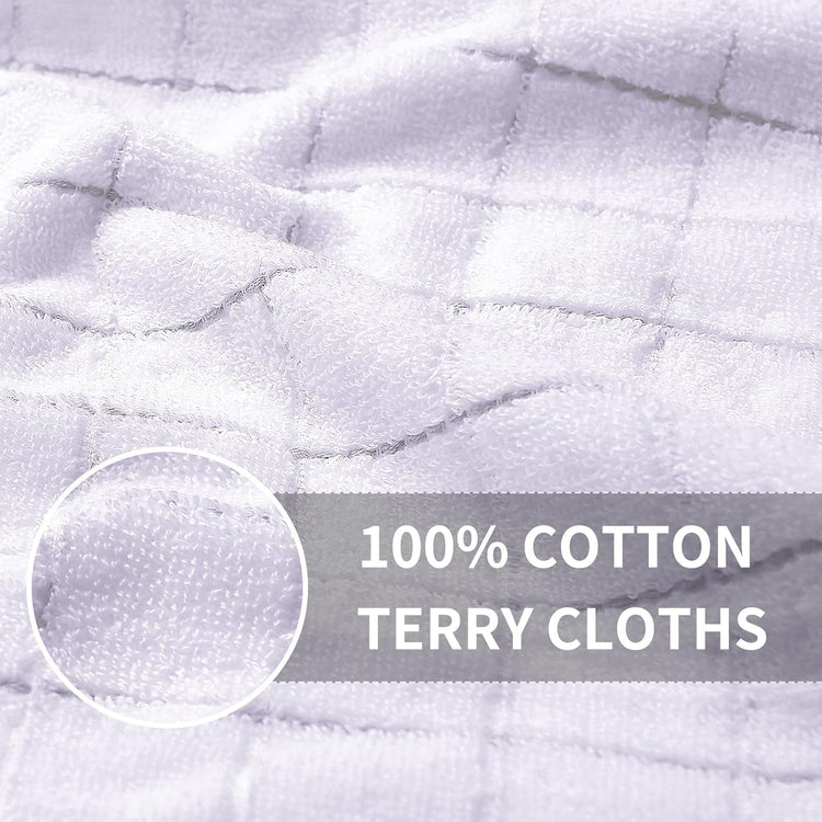 Homaxy 100% Cotton Terry Kitchen Towels(White, 13 x 28 inches), Checkered Designed, Soft and Super Absorbent Dish Towels, 12 Pack