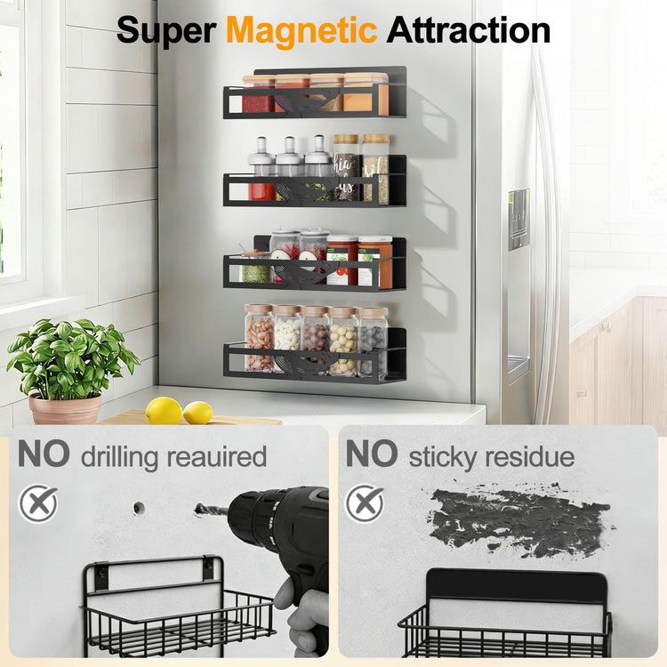 Magnetic Spice Rack for Refrigerator (4 Count)