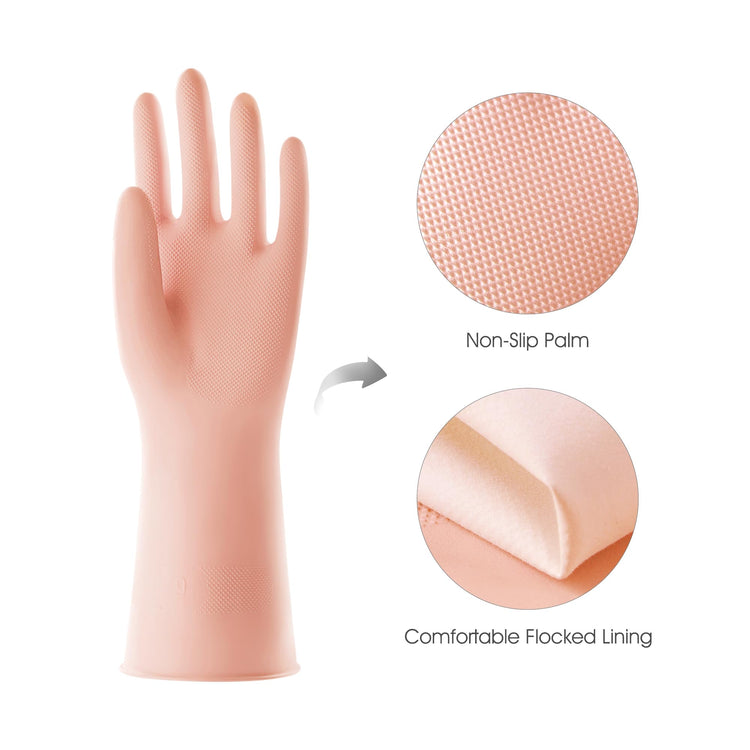 2 Pairs Thickened Rubber Gloves with Cotton Lining & Non