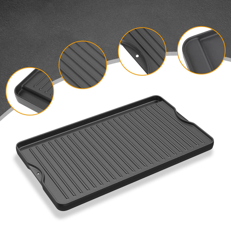 2-in-1 Reversible 16” x 24” Pre-Seasoned Cast Iron Cooking Griddle