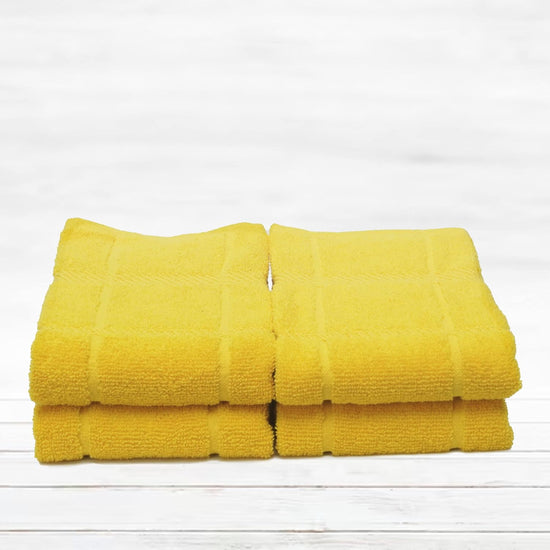 100% Cotton Terry Dish Towels, 4 Pack Plain, 16 x26 Inches, Super Soft and Absorbent Kitchen Towels, Perfect for Kitchen Cleaning and Dish Washing | Yellow - Nestoria