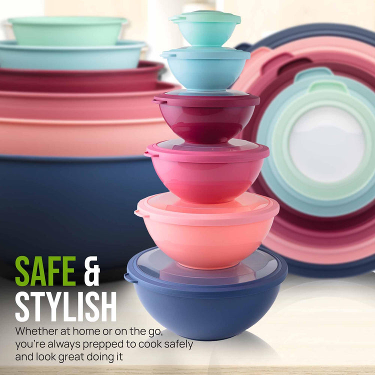 12 Piece Plastic Mixing Bowls with Leak (452.48 Count)
