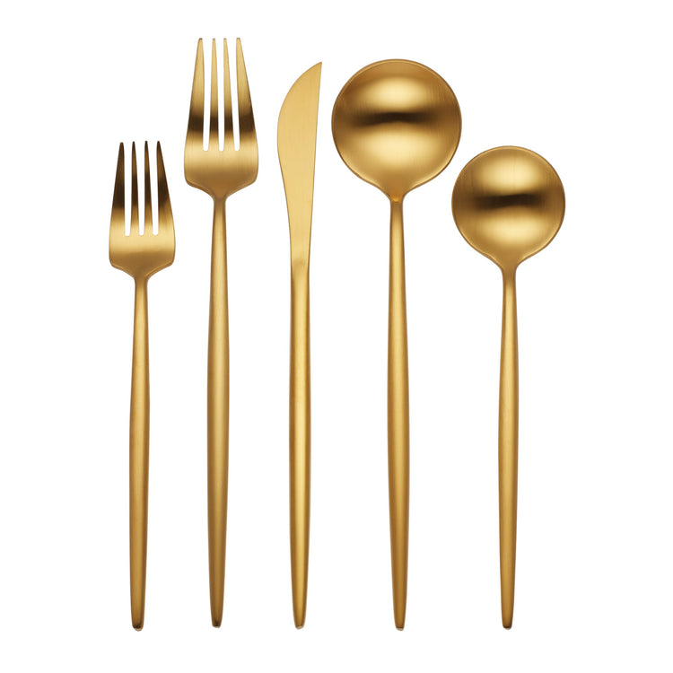 894758 Skandia Zephyr Satin Gold 45 Piece Flatware Set (45 Count)