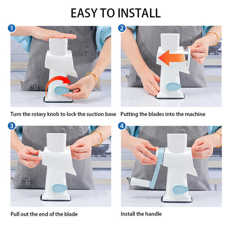 Cheese Grater Hand Crank Rotary Vegetables Shredder with Handle