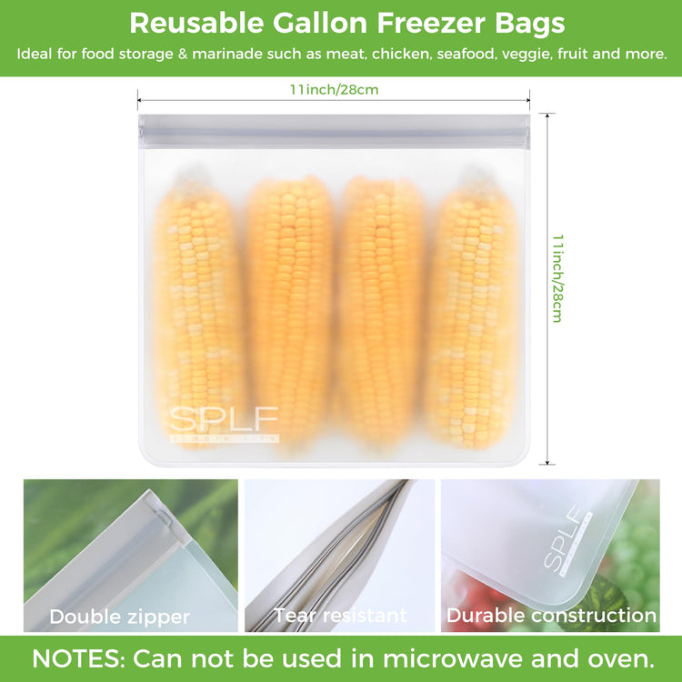 6 Pack Reusable Gallon Freezer Bags Dishwasher Safe (6 Count)