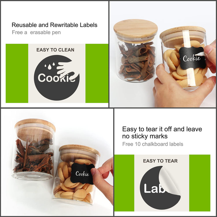 9 Pack 12 oz Glass Jars with Airtight Bamboo Lids for Kitchen