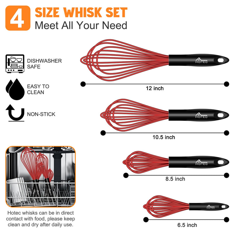 4 Pieces Silicone Whisks Set (4 Count)