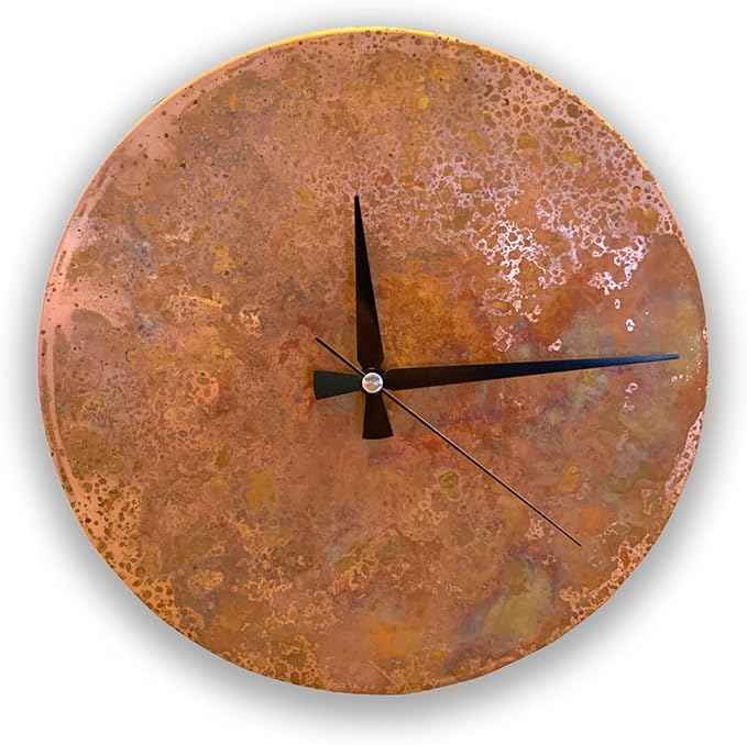 Handmade Copper Wall Clock Artisan Touch in Every Piece - Tree of Time Wall Decor Copper Clock for Living Room, Office, Kitchen & Bedroom (Rusty Clock, 17.7)