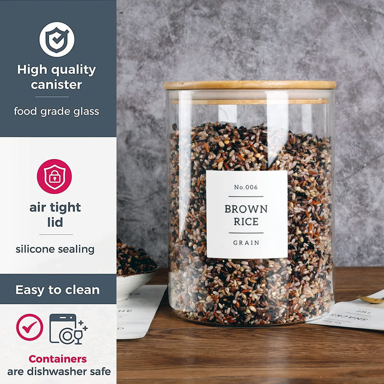Large Glass Storage Jars With Airtight Bamboo Lid