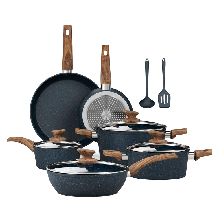 Blue Pots and Pans Set Non Stick