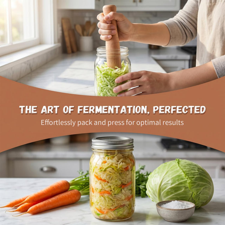 7 Inch Wooden Kimchi Sticks Food Pounder for Mason Jar Fermentation Sauerkraut Cabbage Masher Kitchen Tool