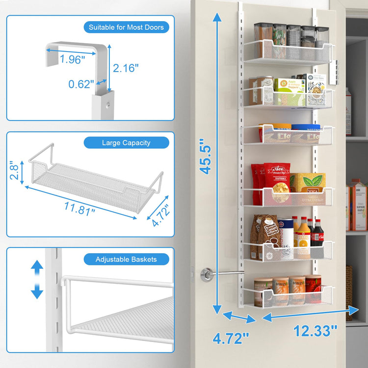 12.3" W Narrow Over the Door Pantry Organizer