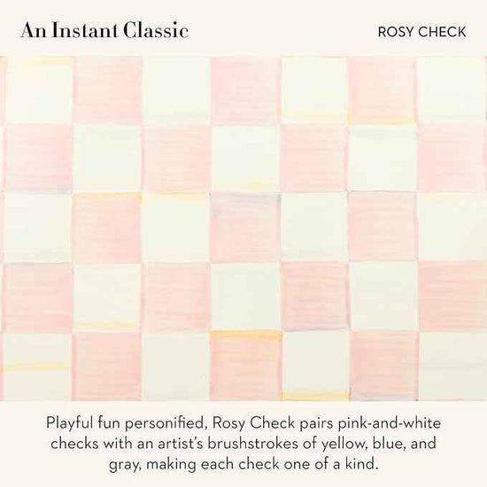 MACKENZIE-CHILDS Enamel Recipe Box, Index Card Box with Lid, Includes 40 Recipe Cards, Pink-and-White Rosy Check