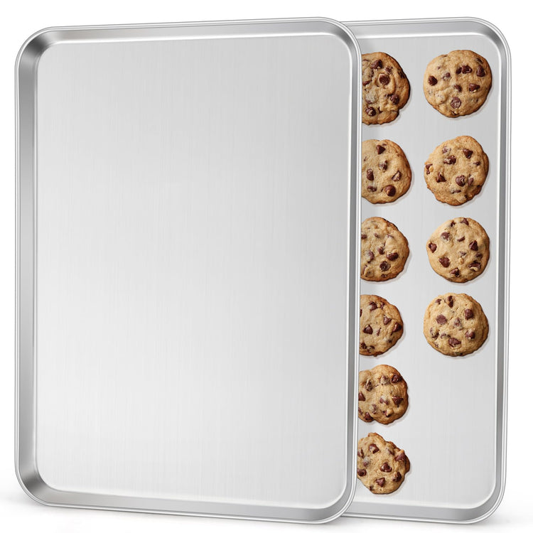 Non Toxic 20x14IN Large Stainless Steel Baking Sheets (2 Count)