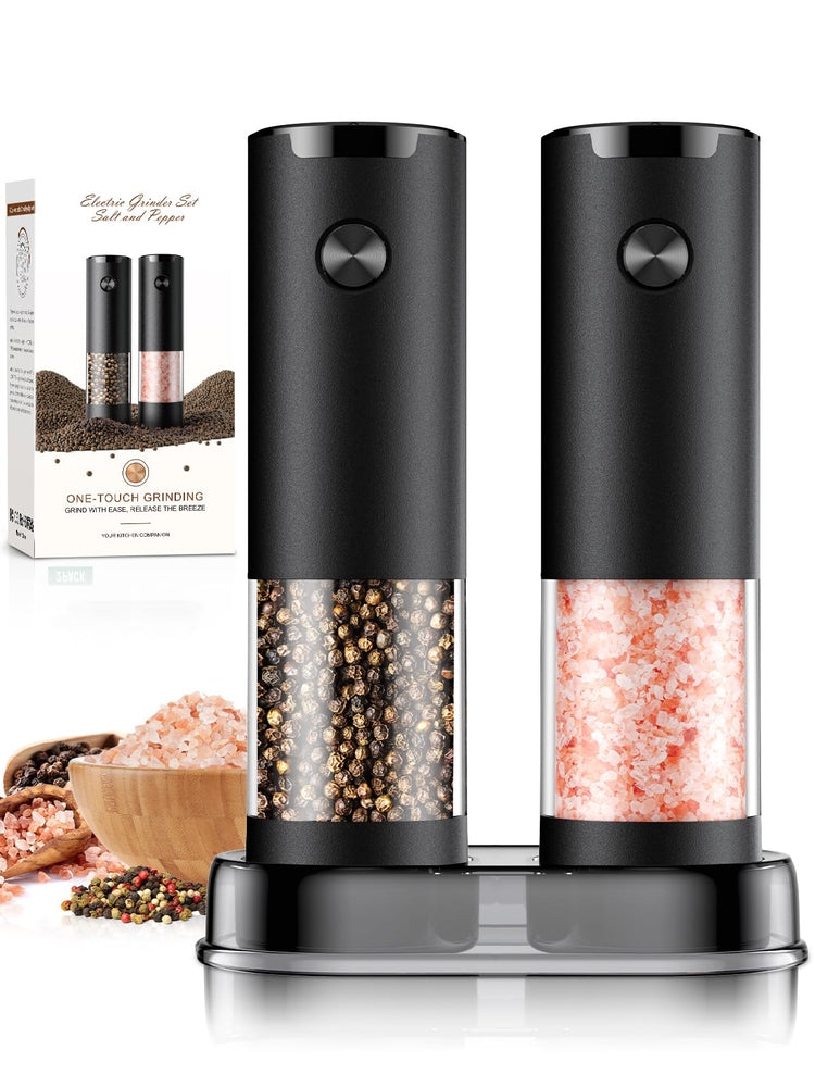 Electric Salt and Pepper Grinder Set Automatic Battery Pepper Mill Shakers Adjustable Coarseness Upgraded Larger Capacity with Led Home and Kitchen Appliances Birthday Gifts for Women Men