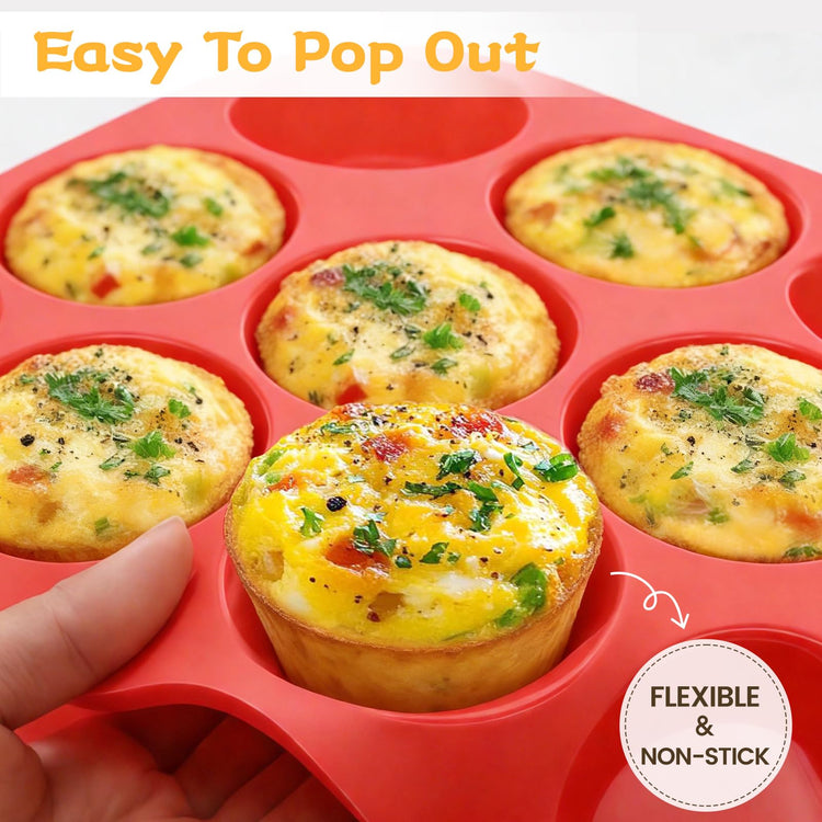 12 Cups Silicone Muffin Pans for Baking Cupcake Pan Nonstick Silicone Molds