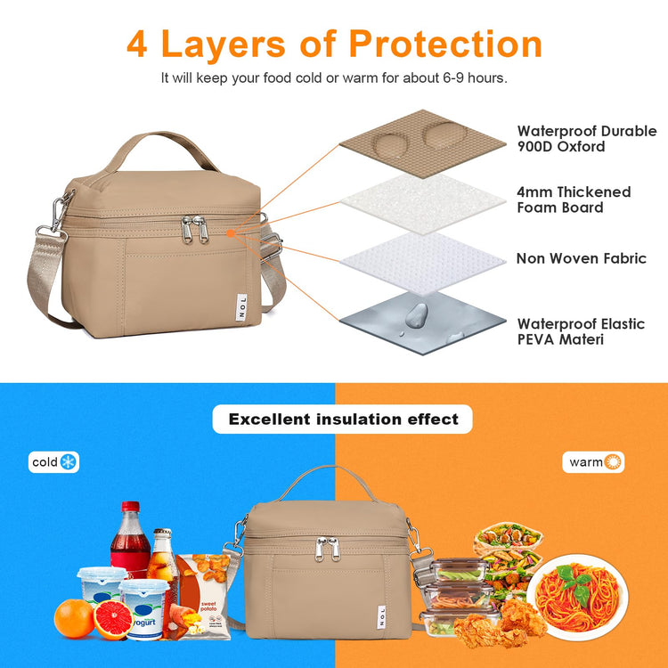 NOL 4L Insulated Lunch Bags for Women Cooler Bag Lightweight Nylon Waterproof Lunch Box for Work
