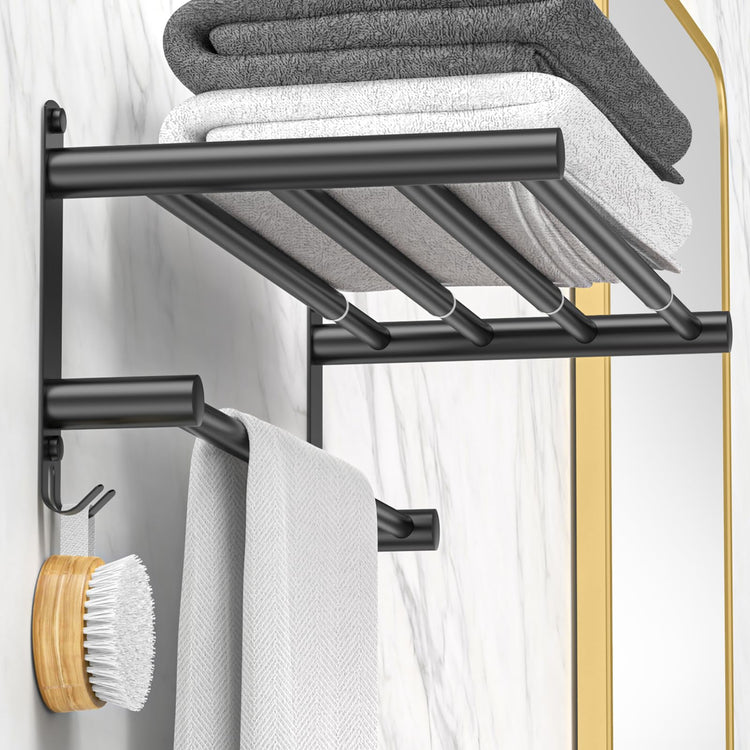 Black Adjustable Towel Bar for Bathroom Wall Mount17
