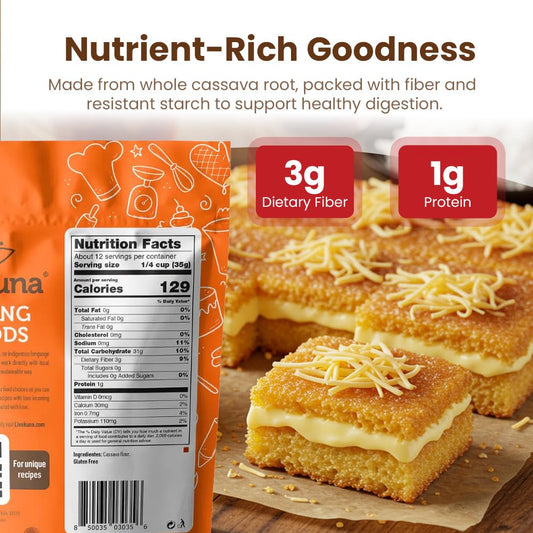 LiveKuna - Cassava Flour, Cassava Root Baking Flour, Gluten-free Flour, Alternative to All Purpose Flour, Spelt Flour, Great for Baking Vegan Bread and Casava Flour Tortillas - Nestoria
