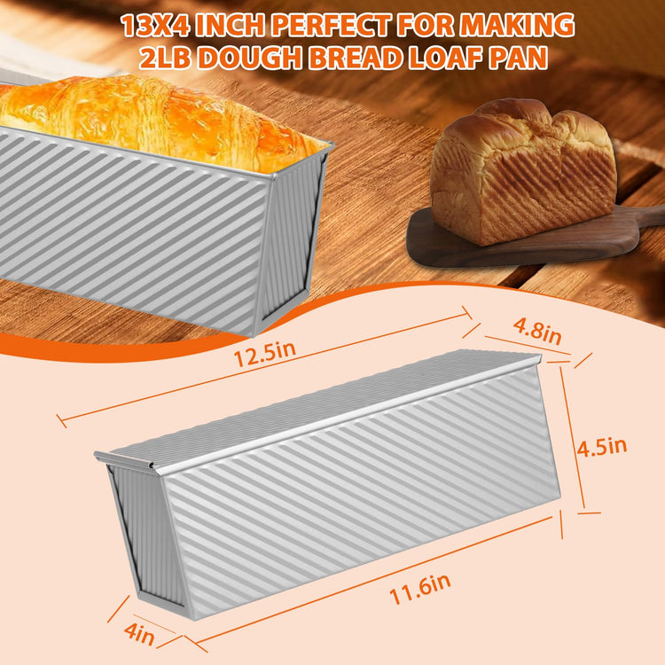 Non Stick Pullman Loaf Pan with Lid 13x4 Inch